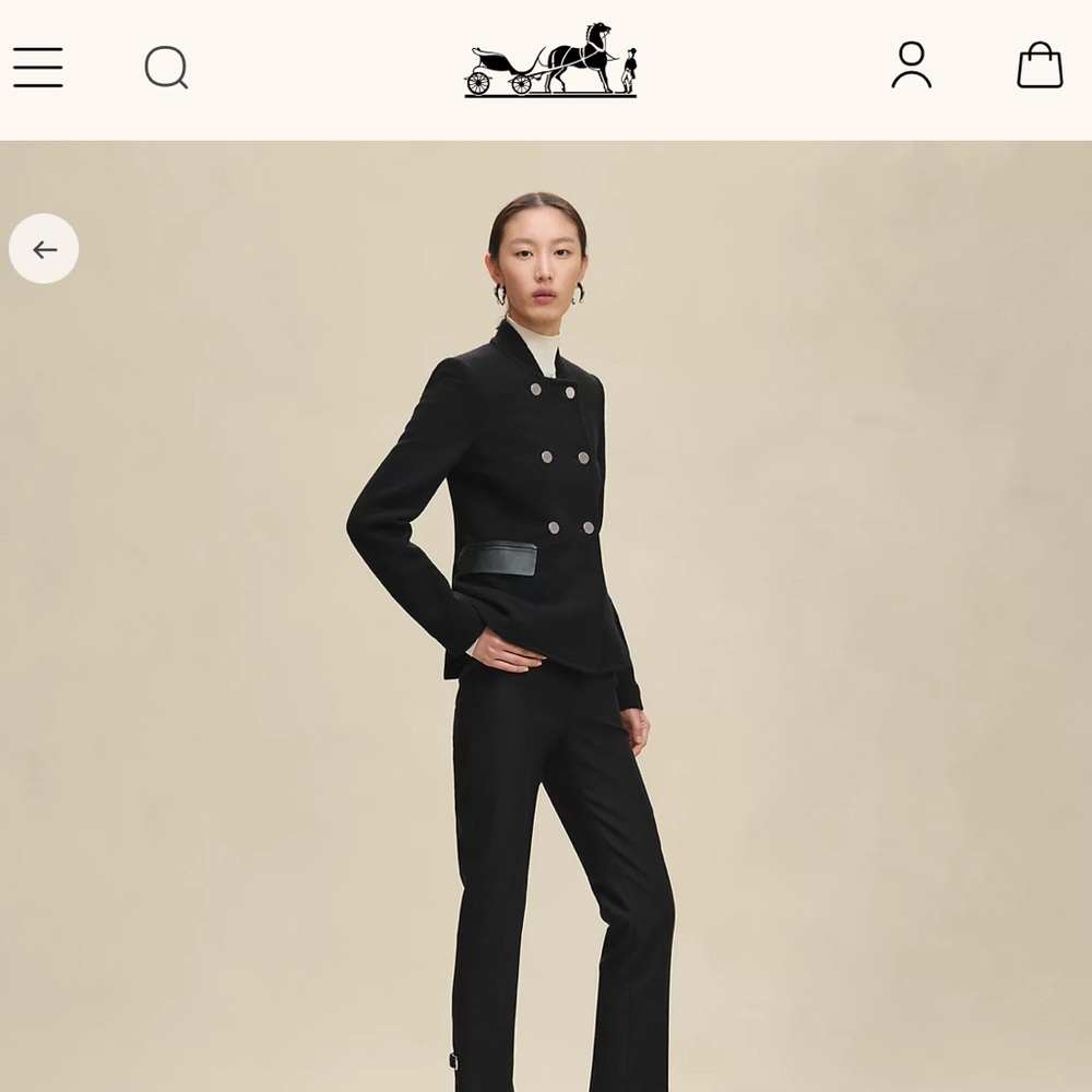 Hermes Black Jacket with Leather Accents